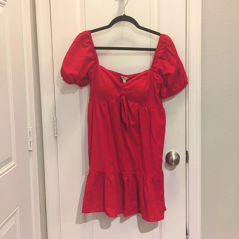 Juniors Speechless Bow‎ Front Smocked Back Dress Red Size Large